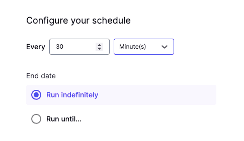 options for configure the sync schedule