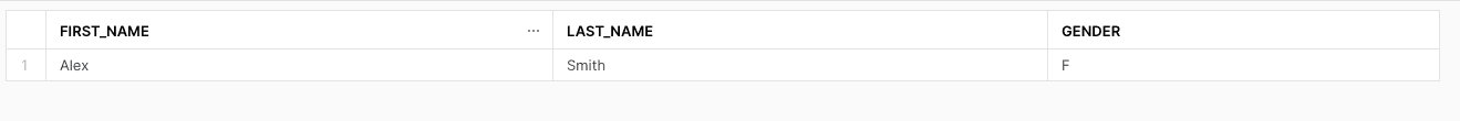 A screenshot of a table showing the string snowflake data types