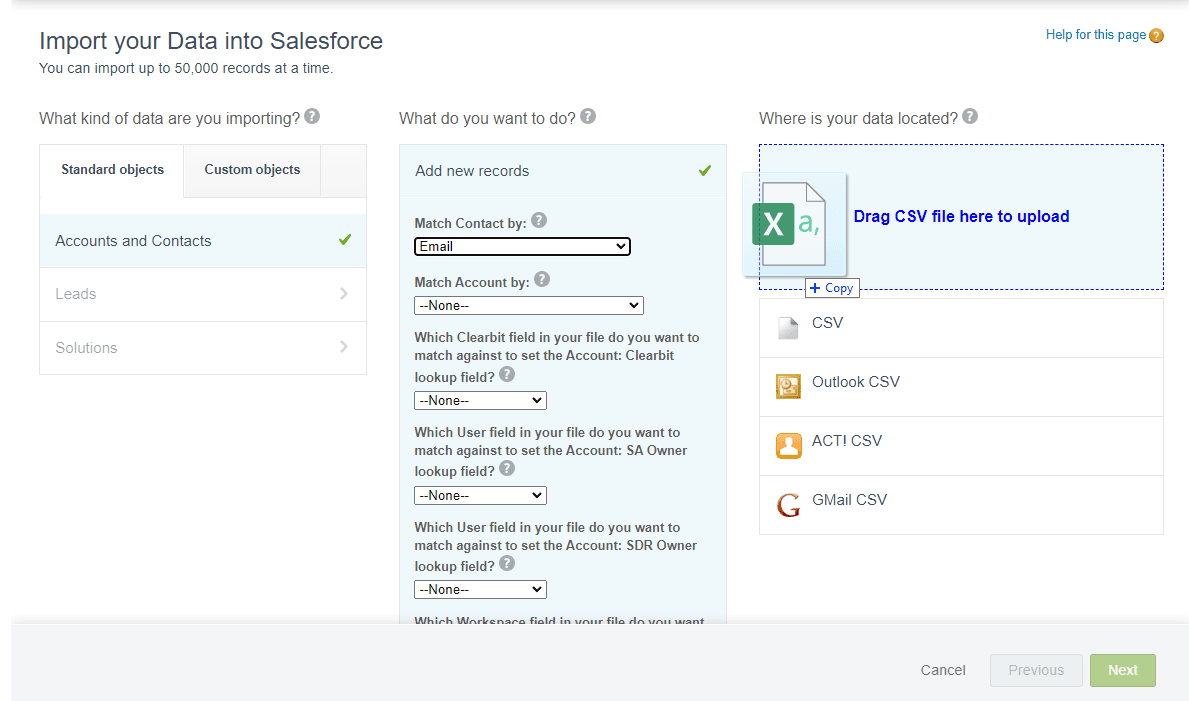 image of Data Import Wizard CSV Upload