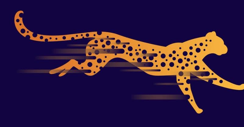 Stylized image of a quickly moving cheetah. 