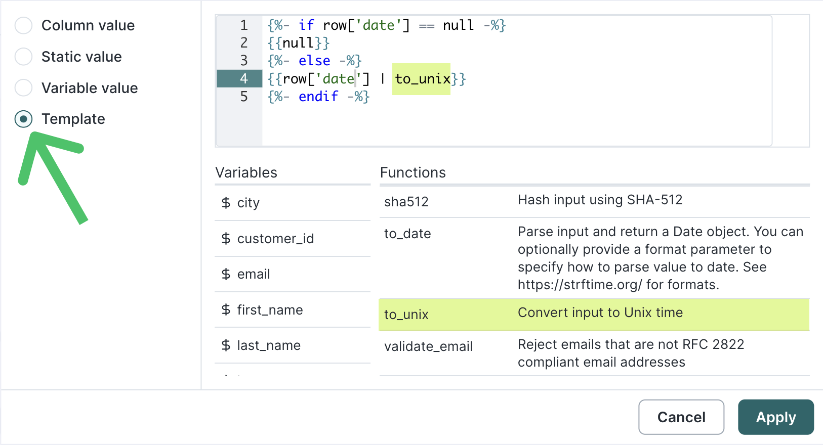 Field mapping in the Hightouch UI