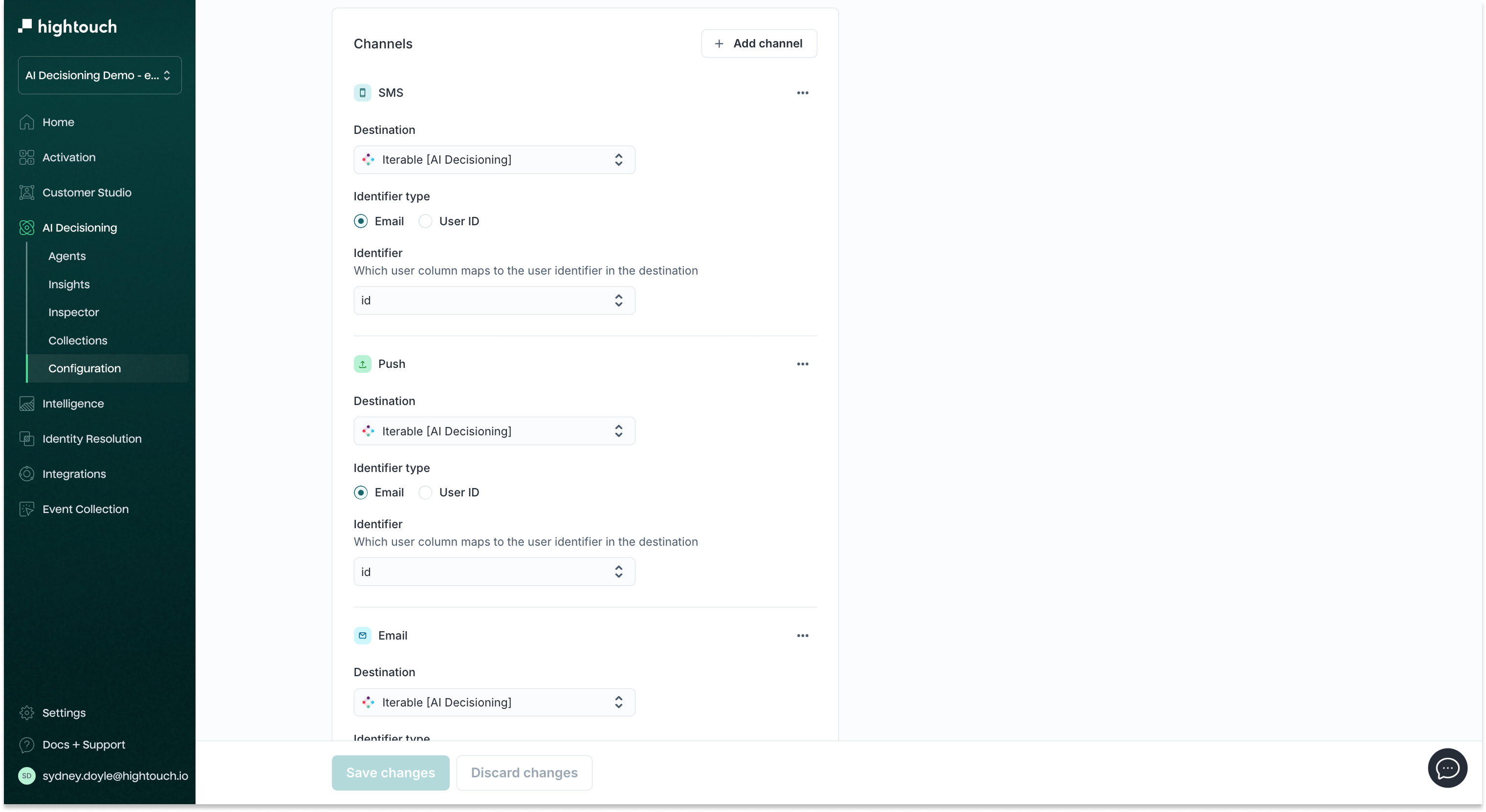 Enabled channels image