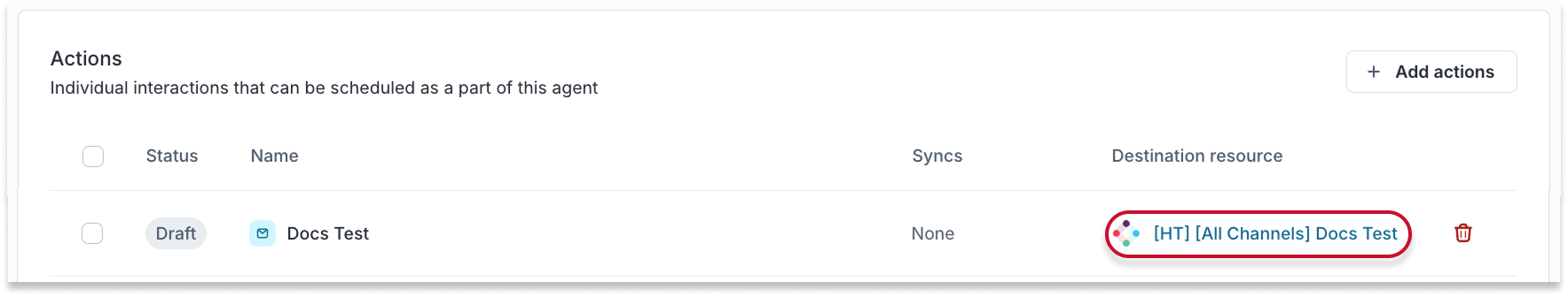 Destination resource link