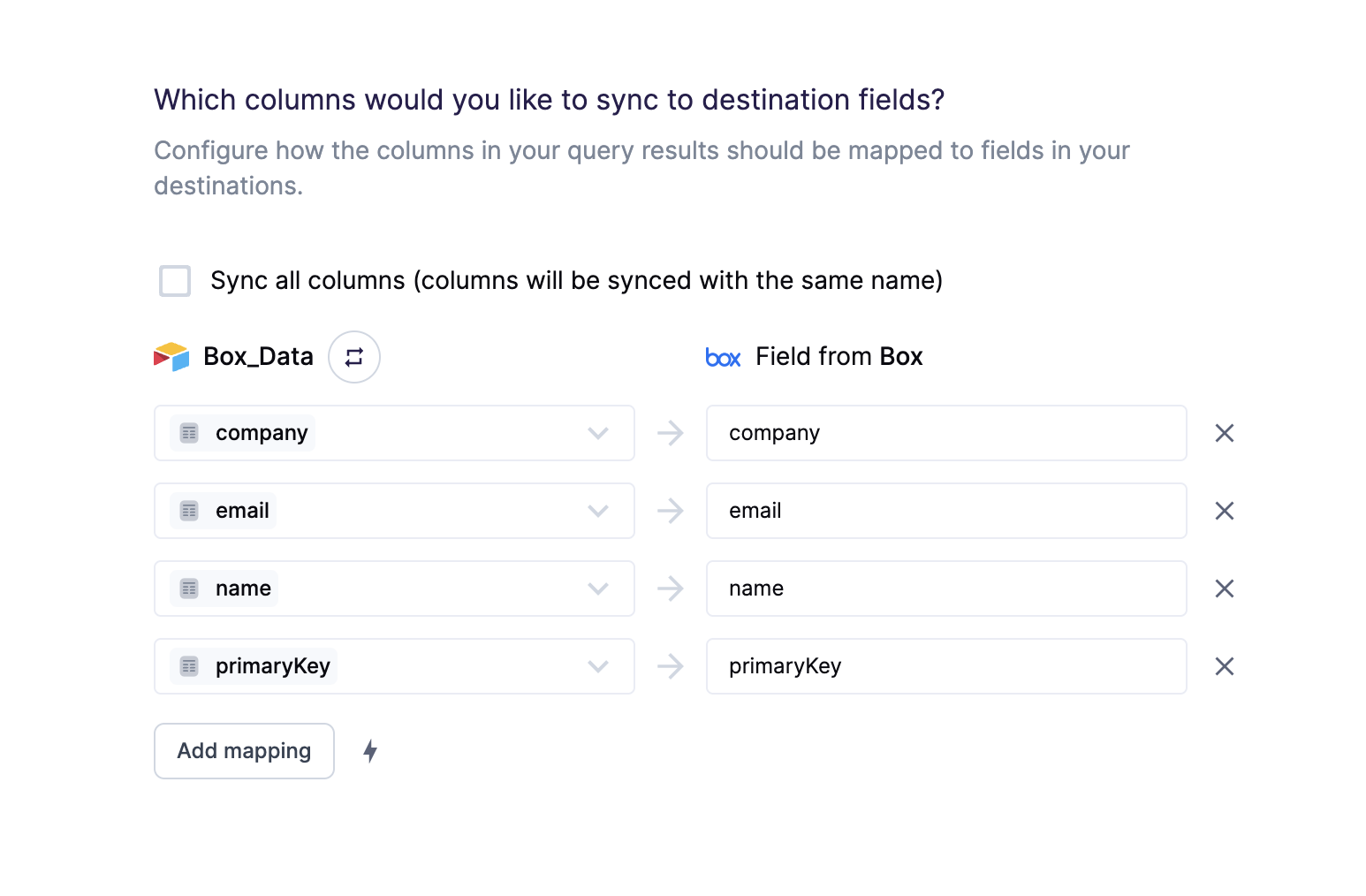 Exporting and remapping select columns in your model