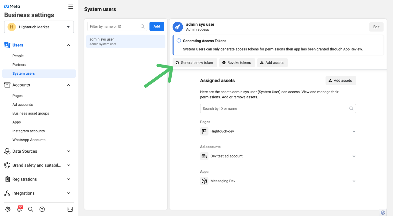 System user creation in Facebook