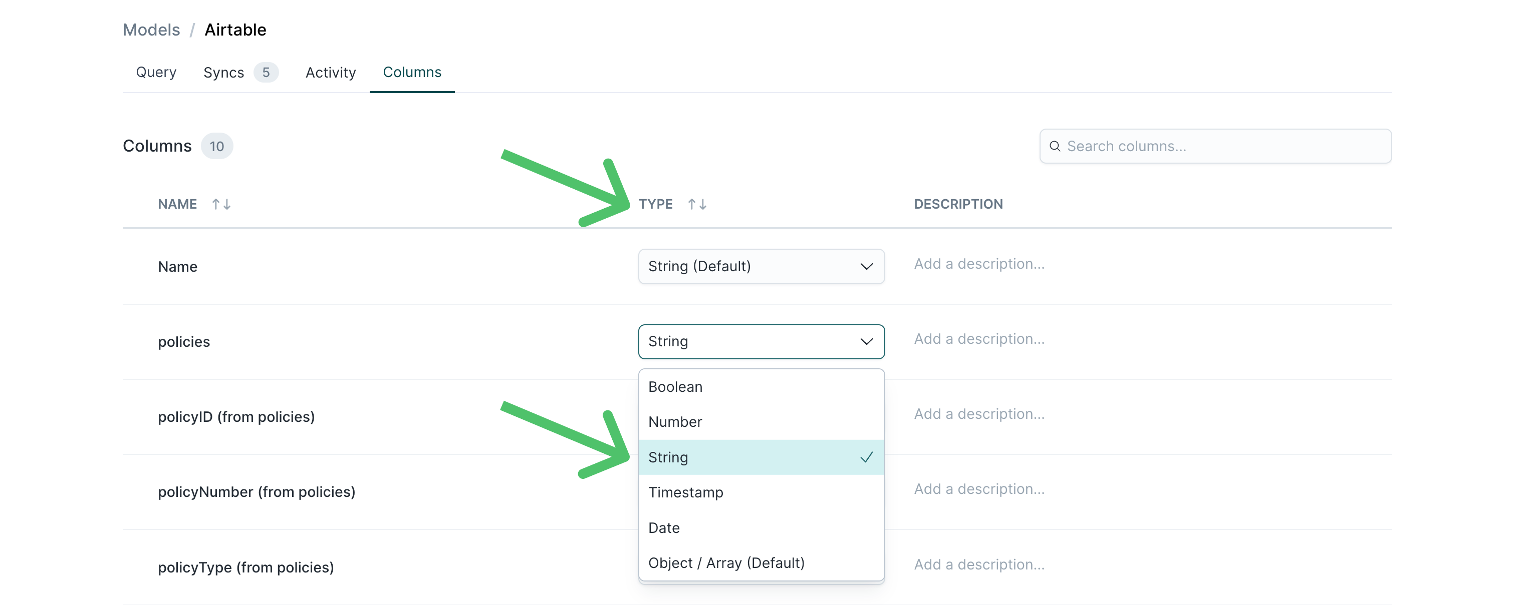 Change column type