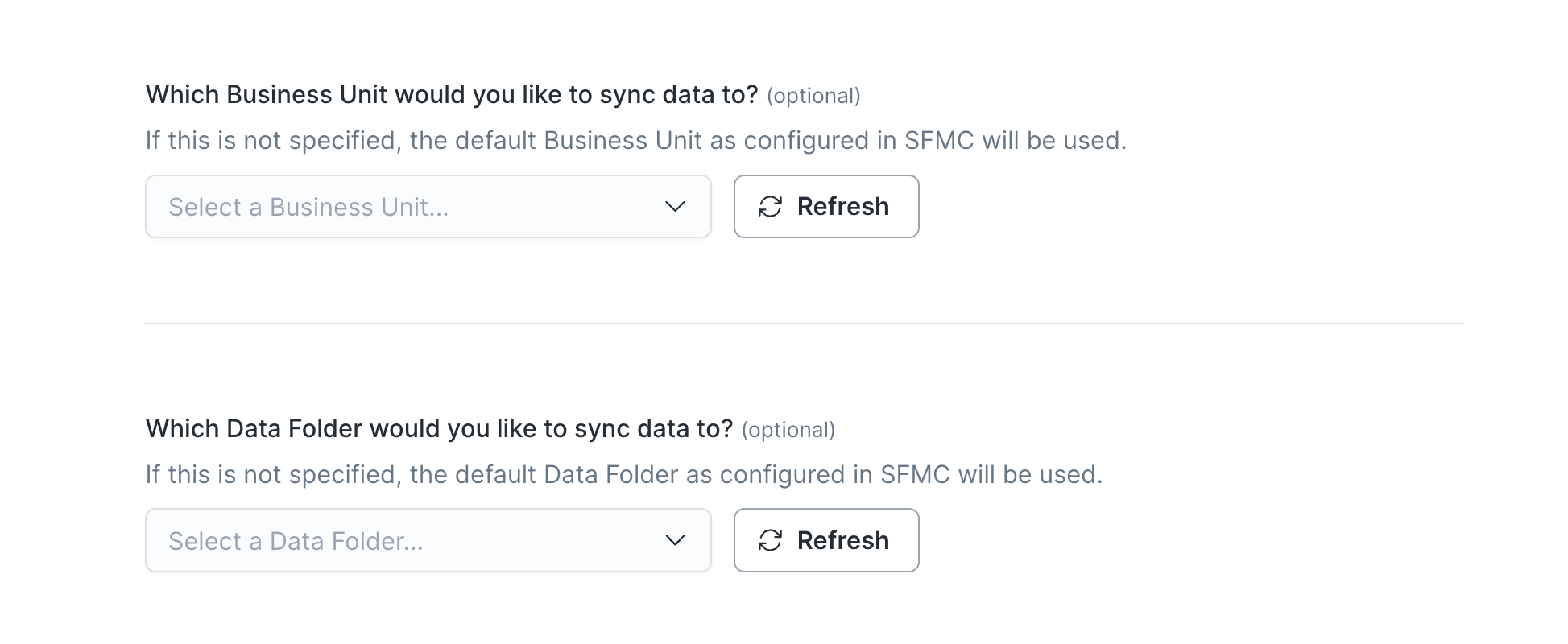 Data extension configuration in the Hightouch UI