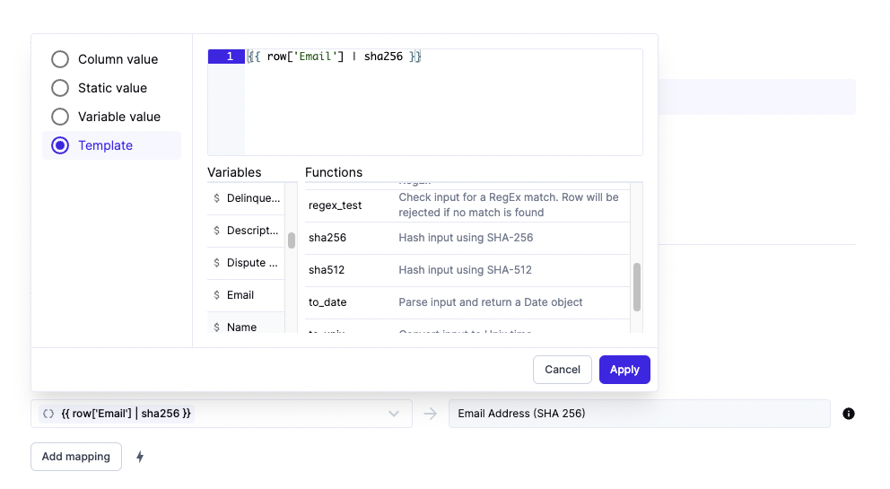 Template Mappings Instruction