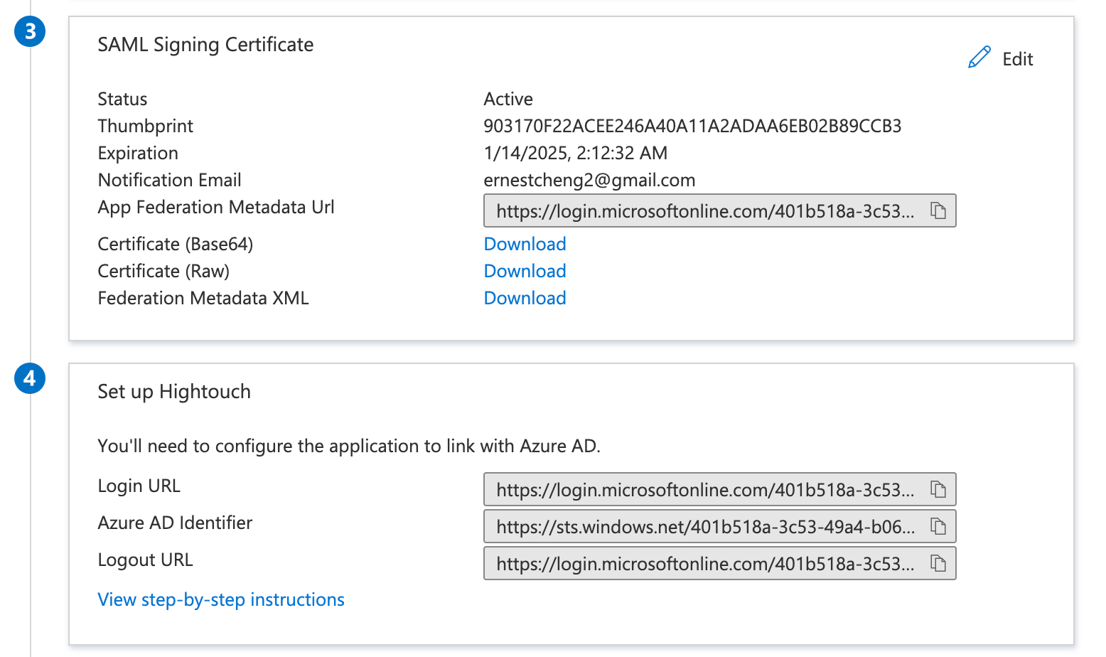 Azure AD certificate