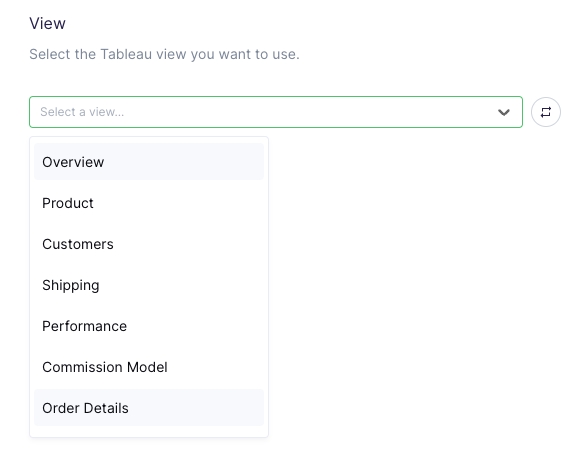 Tableau View select