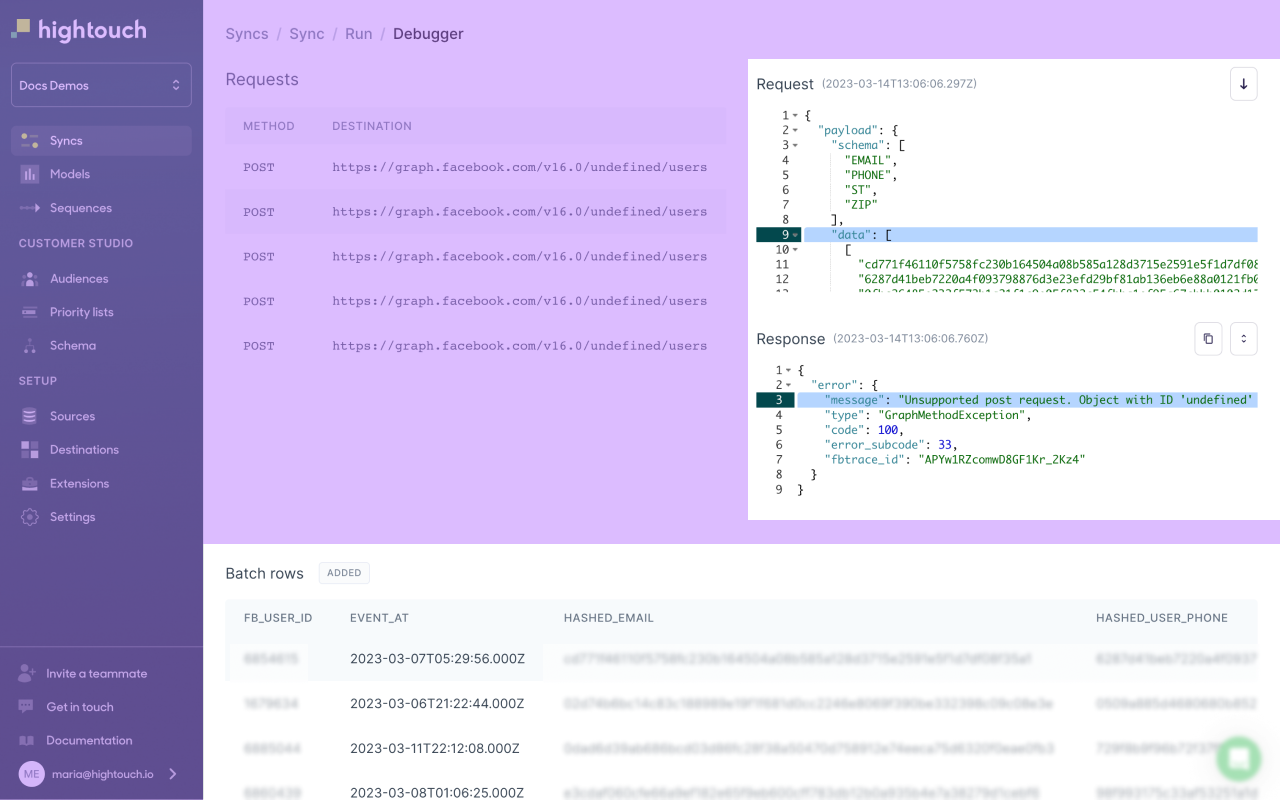 Live Debug Rows